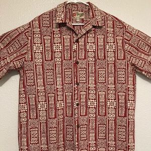 Hilo Hattie Mens Hawaiian Shirt Size XL Short Sleeve Cotton Red Tiki Never Worn